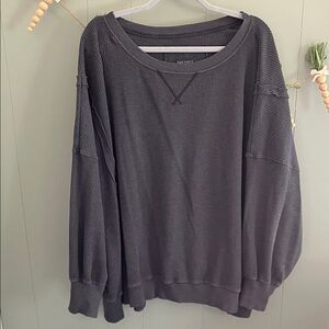 American Eagle Outfitters Charcoal Waffle Knit Top